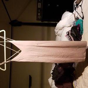 Light brown tight dress.